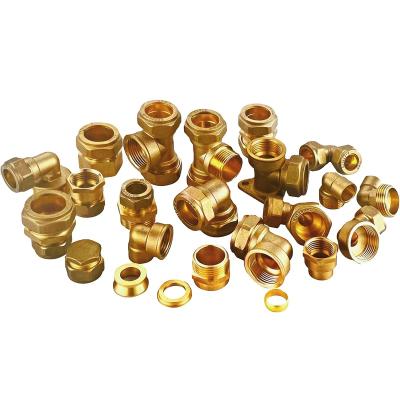 China Straight Compression Brass Conduit Elbow Tee Equal Reducing Connector Wire For Copper Tube Fittings Equal for sale