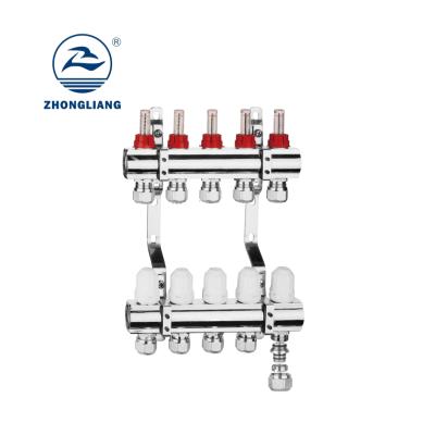 China ZL-1125 ZHONGLIANG Modern Brass Water Flow Meter Floor Heating Manifold for sale