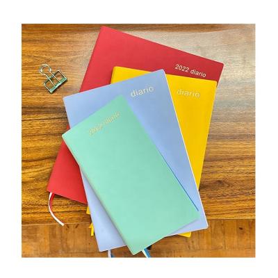 China Hot Seller Diary 2022 Diary 200 Soft Cover Factory Price PU Spanish Leather Daily Planner Soft Cover 2022 for sale