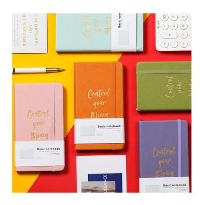 China School Supplies A5 Colored Leather Hard Cover Notebook Notebook Journal Leather Journal With Elastic Band for sale