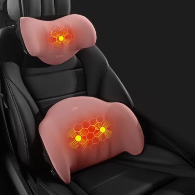 China Back Cushion Electric Motor Car Compress Heating Headrest Comfortable Lumbar Cushion Massager Warm Car Lumbar Lumbar Pillow Cushion for sale