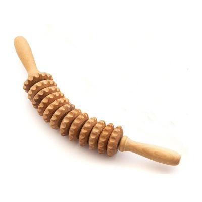 China Grip Curve Therapy Roller Wood Massage Tools Lymphatic Drainage Massage and Muscle Roller Wooden Stick Rolling for sale