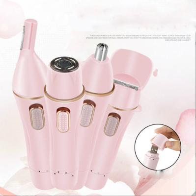 China Fashional Eyebrow Trimmer Women Trimmer 4 in 1 Lady Electric Razor Epilator Rechargeable Lady Hair Painless Shaver for Bikini Area Nose Armpit Eyebrow for sale