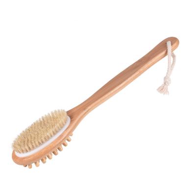 China Comfortable Double-Sided Bath Brush Good Quality Massager Boar Stiffens SPA SPA 35cm Long Back Bath Rubbing Brush for sale