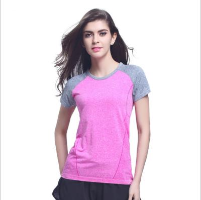 China 2021 Wholesale Quick-drying Sports Short Sleeve Gym T-shirt Breathable Running Yoga Tops Ladies for sale