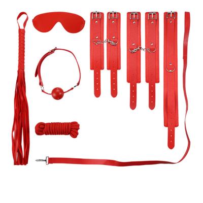 China PoeticExist Bondage 7pcs Sexy Gear Flirting Leather Set Couples Toys Adult Product Sex Flirting Toys for sale