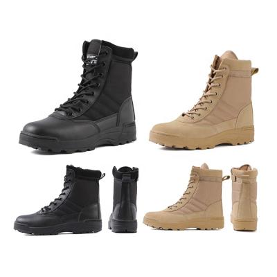 China Comfortable black color army leather outdoor military police sand walking hunting men to combat tactical boots for sale