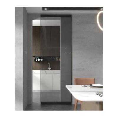 China Waterproof Wall Mount Hidden Sliding Door Engineered Ghost Aluminum Glass Door With Railing System for sale