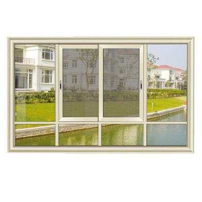 China Magnetic Screen Aluminum Window With Grille Sliding Window With 4 Panels for sale