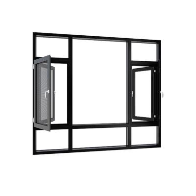 China French Style Casement Magnetic Screen Aluminum Profile Window With Grille Design for sale