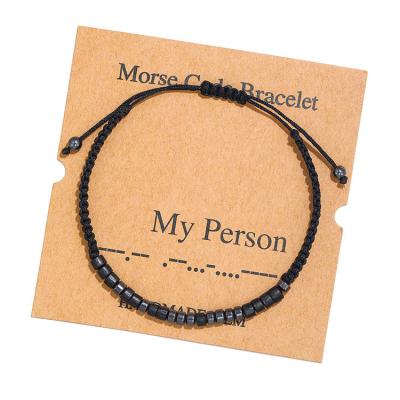 China 2021 FASHIONABLE Thank You Newspaper Message Bracelet Macrame Morse Code Bead Simple Secret Hidden Bracelet Best Selling For Women Men for sale