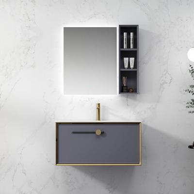 China 32 Inch Modern Hotel Vanity Sets Foshan Bathroom Mirror With Side Shelves for sale