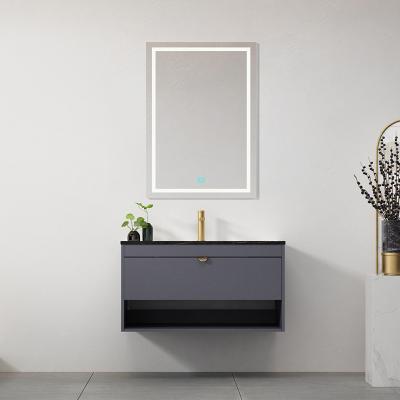 China Modern Bathroom Vanity Gray Cabinet Wall Mounted Plywood Vanity Top Quality 30 Inch for sale