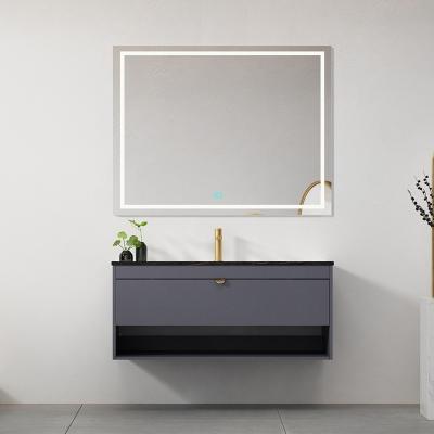 China Modern 1000mm Single Sink Wallmount Bathroom Vanity With Mirror Light for sale