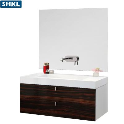 China 37 Inch Modern Bathroom Vanity With Sink Style Unique Walnut Wood Bathroom Cabinet For Wholesale for sale