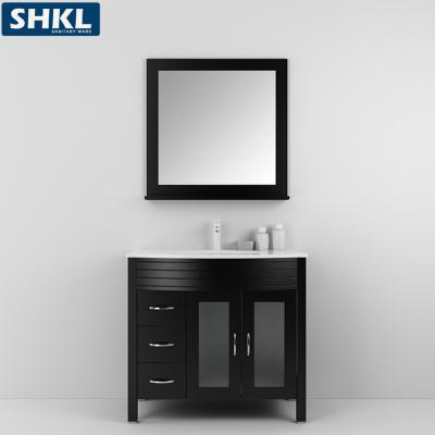 China Mirror with Stainless Steel Frame and LED Light Free Standing 36 Inch Ronbow Washroom Hotel Bathroom Vanity for sale