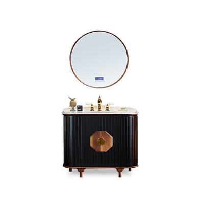 China Integrate In Bathroom Black Antique Culture Dresser Chinese Classic Waterproof Single Vanity Set for sale