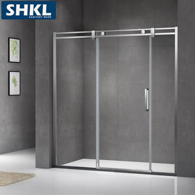 China Hardware Built With Durable Custom Aluminum Circle Shower Enclosure Framed Shower Rolling Glass Doors Semi Sliding One Piece Bath Screen 1400 Shower Screen Units for sale