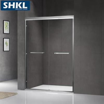 China Material Constructed of Durable Aluminum Matt Black 55 Inch Sliding Grate Shower Glass Door 1400 Frameless Shower Room Enclosure With View for sale