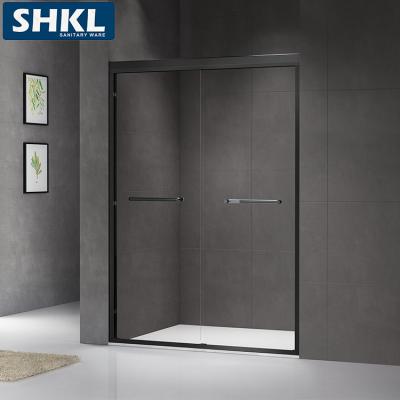 China Hardware Constructed With 1400 Durable Aluminum Shower Screen 8mm Aluminum Profile Enclosure Black Framed Bath Shower Doors Chrome Glass Enclosure for sale