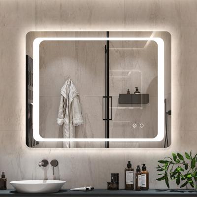 China Enlargement of 24 Inch Sensor Illuminated Vanity Mirror Shower Anti Fog Frameless Led Backlit Bathroom Mirrors Bath for sale