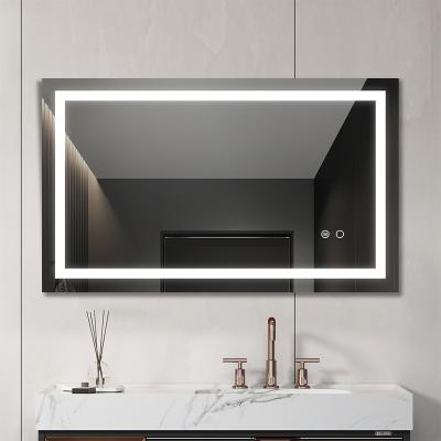 China Bathroom Led Anti Fog Mirror Lighted Touch Screen Shower Shaving Mirrors With Light for sale