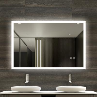 China Customized Magnifying Anti Fog Touch Screen Bathroom Mirror With Led Light for sale