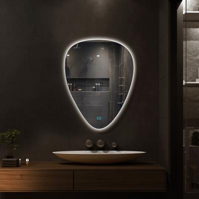 China Enlargement Led Illuminated Bath Mirror Teardrop Shaped To Decorate Funky Bathroom Mirrors For Bathroom for sale