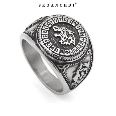 China Other Stainless steelViking Mens Ring Wolf Head Ring 316 Stainless Steel Pirates Custom Men's Celtic Jewelry for sale