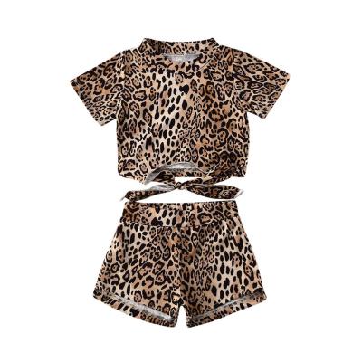 China 2020 Formal Kids Sport New Cotton 2pcs Summer Babies Clothing Sets Costume Leopard Print Shirt+Shorts for sale