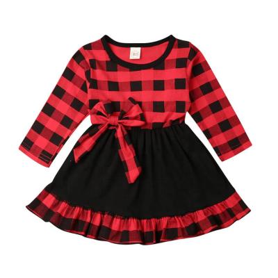 China High Quality Breathable Kids Red And Black Buffalo Plaid Baby Girls Christmas Holiday Clothes Lovely Christmas Fashionable Dress Clothes for sale