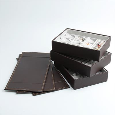 China Wholesale Weimei Brown Wire Pallet Jewelry Package Display Leather Jewelry Storage Tray With Pallet Custom for sale