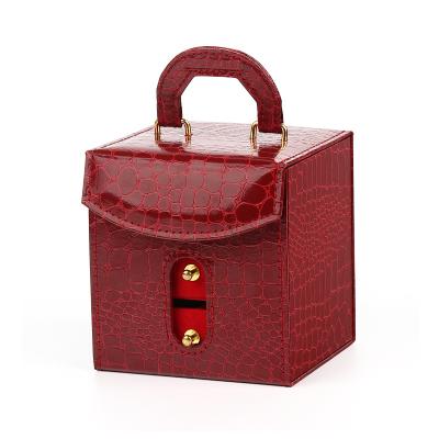 China Custom Eco-Friendly Pull Out Earing Wholesale Velvet Slipping Pouch And Box Portable Large Drawer Gift Leather Jewelry Packaging Bag Box for sale