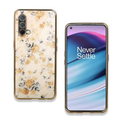 China Fanshion simple most hotsale pattern flower design print gold tempered glass for north oneplus CE oneplus9R phone case women phone cover for sale