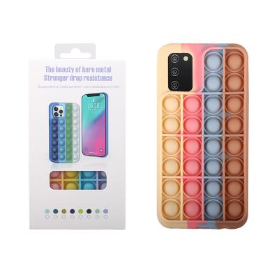 China Protector cover hot sale tpu reliver effort fidgety person soft toys bubble rainbow phone case for Samsung A02S S21 A22 4G game boy case for sale