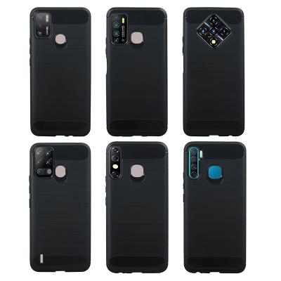 China Newest Carbon Fiber TPU Phone Cover Anti Slip Scratch Phone Case Light Soft Black Back Cover For infinix hot8 hot9 spark5 X652 X687 S16 for sale