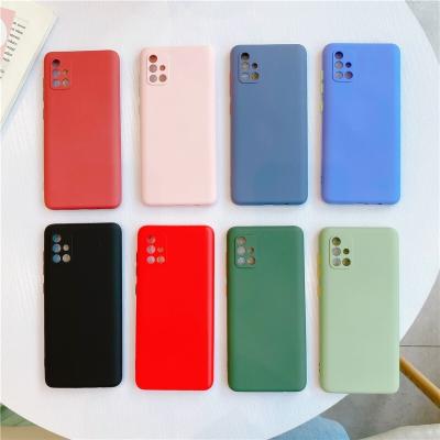 China TPU-100% eco-friendly for Samsung A51 phone case colorful silicone button soft liquid tpu cover with microfiber precise hole protective phone case for sale