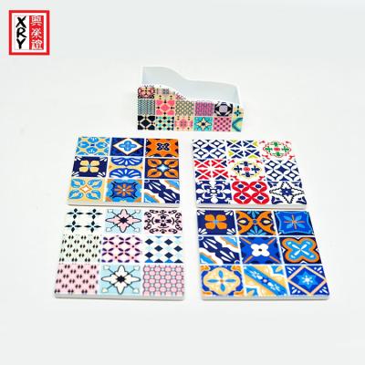 China Sustainable Square Shape Custom Design Ceramic Coaster Wholesale for sale