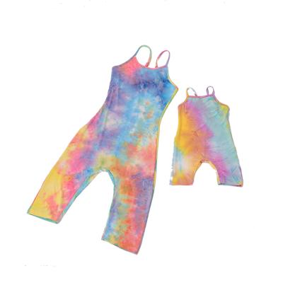 China Breathable Eco-Friendly Stylish Tie Dye Kids Two Piece Jumpsuit Set Sleeveless Mum And Me Outfits for sale