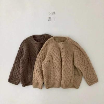 China Wholesale Anti-wrinkle Infant Baby Winter Clothes Solid Color Sweater Hand Knitted Babies' Sweaters for sale