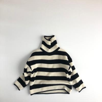 China Newest Design Anti-wrinkle Clothes Warm Turtle Neck Striped Collar Baby's Sweaters for sale