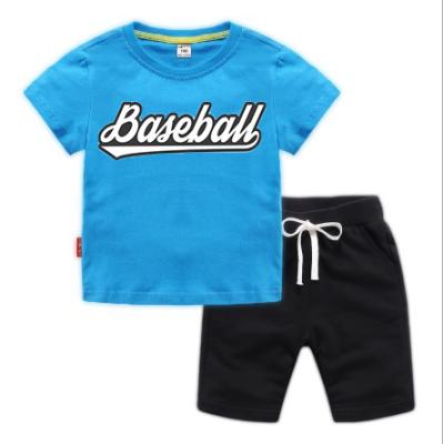 China Boys Summer Breathable Eco-Friendly Clothing Sets Plain Fabric Baseball Baby Clothes Boys Custom Two Piece Short Set for sale