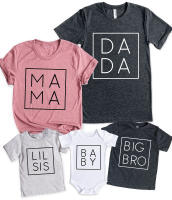 China Cute QUICK DRY Family Matching Outfits Mom Dada Lil Sis Big Bro Sister Brother Couples Shirts Mommy And Me T-shirt Outfits for sale