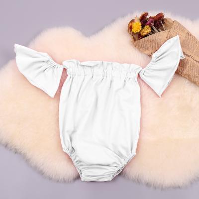 China 2021 Breathable Eco-friendly Trending Baby Clothes Simple One Piece Off Shoulder Floating Jumpsuit Baby Romper for sale