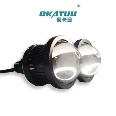 China Motorcycle OKATUU 1Pair 25W High Beam Waterproof High Low LED Angel Devil Eyes Spotlight Projector 9005 Beam Car 9006 H4 H7 Car Modification Light for sale