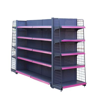 China Supermarket Double Sided Hot Selling Metal Double Side Gondola Shelves With Adjustable Layers for sale