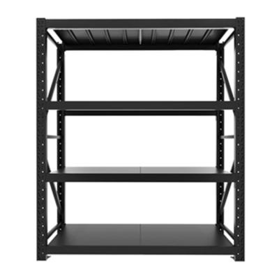 China Corrosion Protection Factory Direct Sale 4 Tier Black Industrial Metal Warehouse Shelving Rack for sale