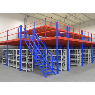 China Corrosion Protection Industrial Warehouse Storage Steel Pipe Rack Mezzanine Floor System for sale