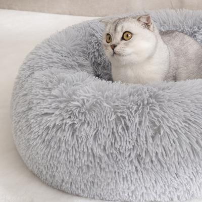 China Wholesale Dropshipping Travel Donut Waterproof Round Soft Plush Fur Pet Modern Luxury Comfortable Fluffy Pet Bed for sale