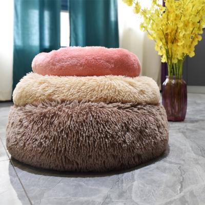 China Dropshipping Premium Doughnuts Faux Fur Plush Travel S Pet To XL Size Bed Plush Luxury Pet Bed for sale